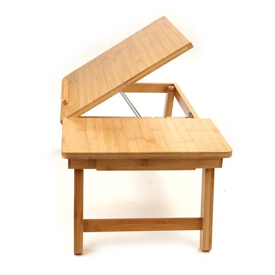 Mind Reader 21.2" Adjustable Bamboo Lap Desk Breakfast Table with Foldable Legs